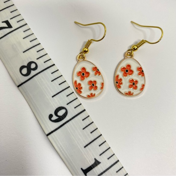 Floral Easter Egg Gold Tone Earrings - Picture 3 of 3